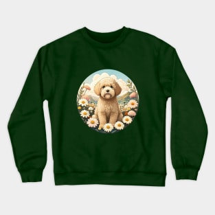 Cream Doodle In A Field Of Flowers Crewneck Sweatshirt